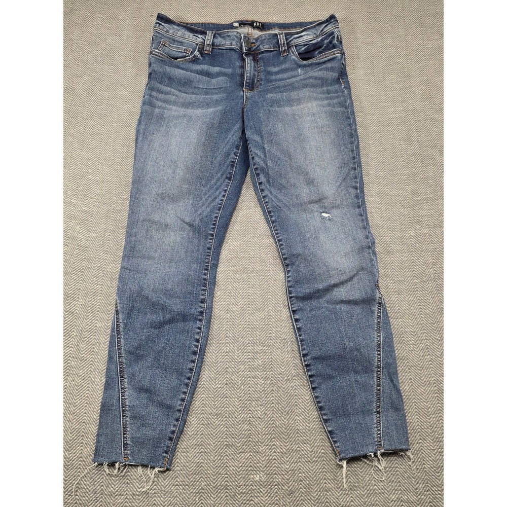Kut From‎ The Kloth Connie Ankle Skinny Jeans Medium Wash Distressed Size 12